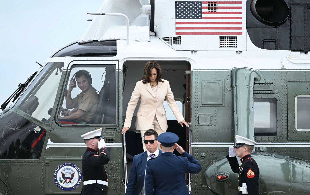 Vice President Kamala Harris arrives at Joint Base Andrews in Maryland to board Air Force Two on Wednesday.