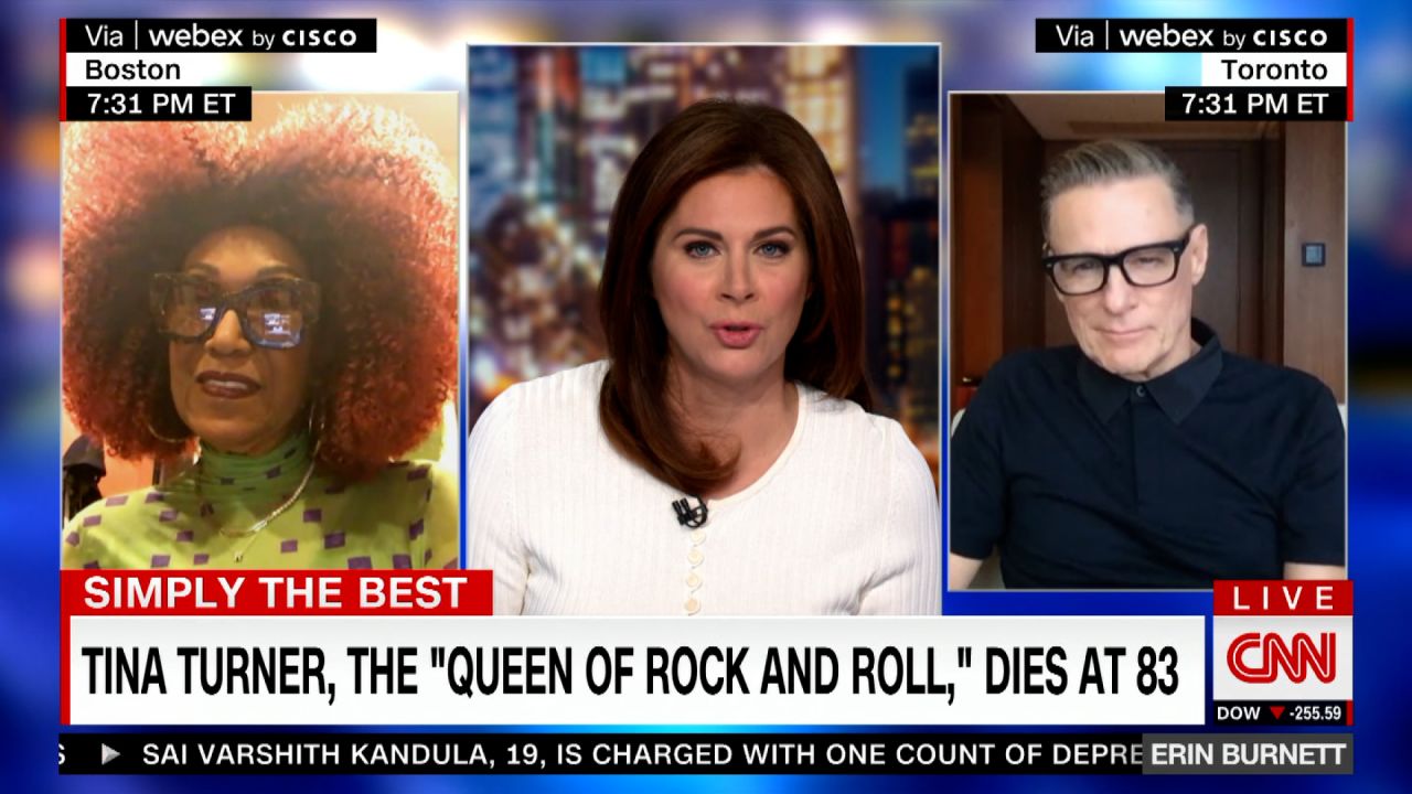 Ruth Pointer (left) and Bryan Adams speak with CNN's Erin Burnett on Tina Turner's legacy on May 24, 2023.