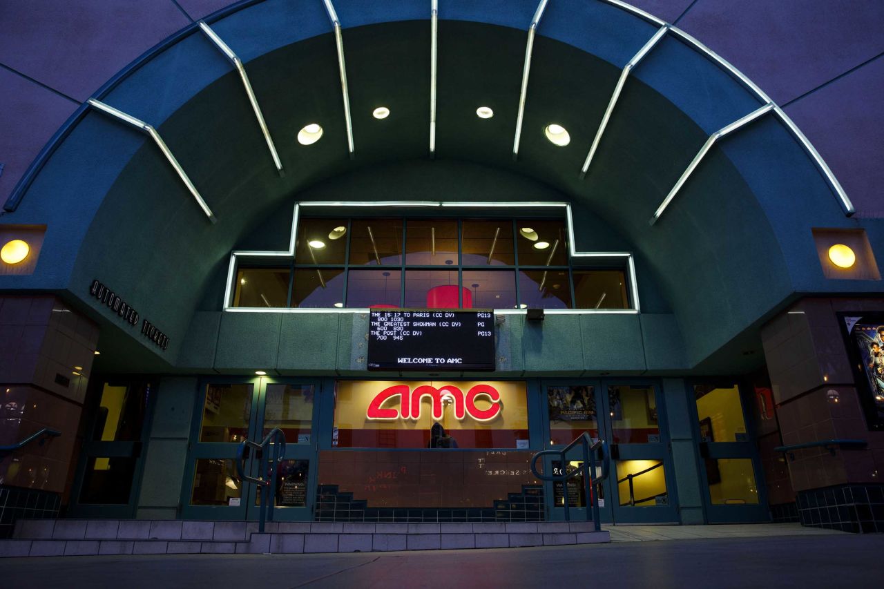 An AMC movie theatre is pictured in Santa Monica, California, in February 2018.