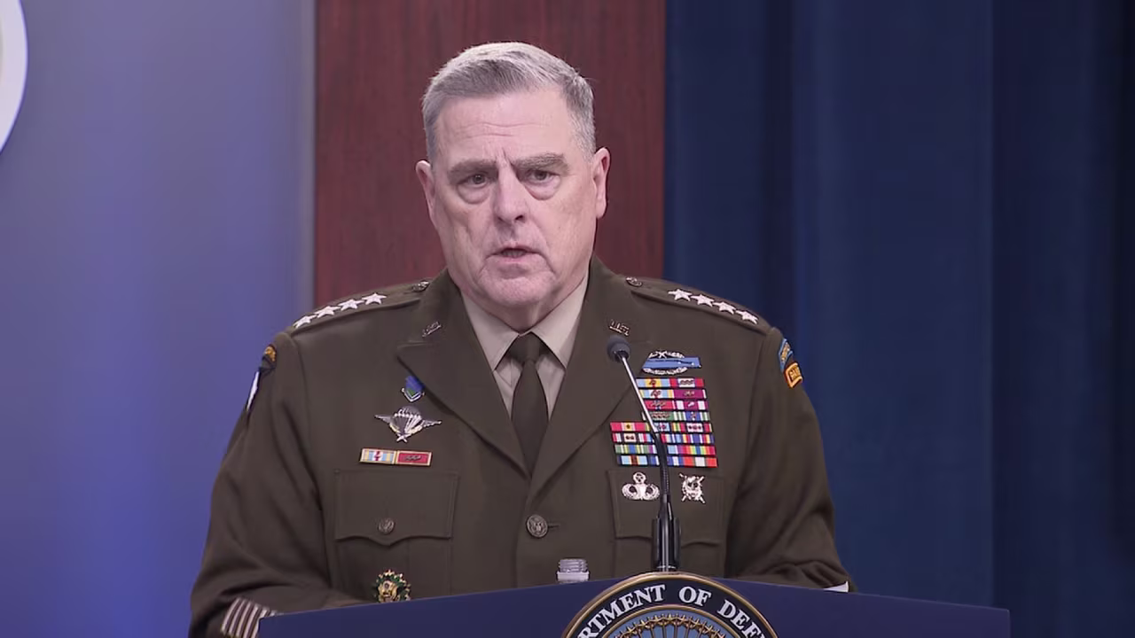 Joint Chiefs Chairman Gen. Mark Milley speaks during a press briefing at the Pentagon in Washington, on May 5.