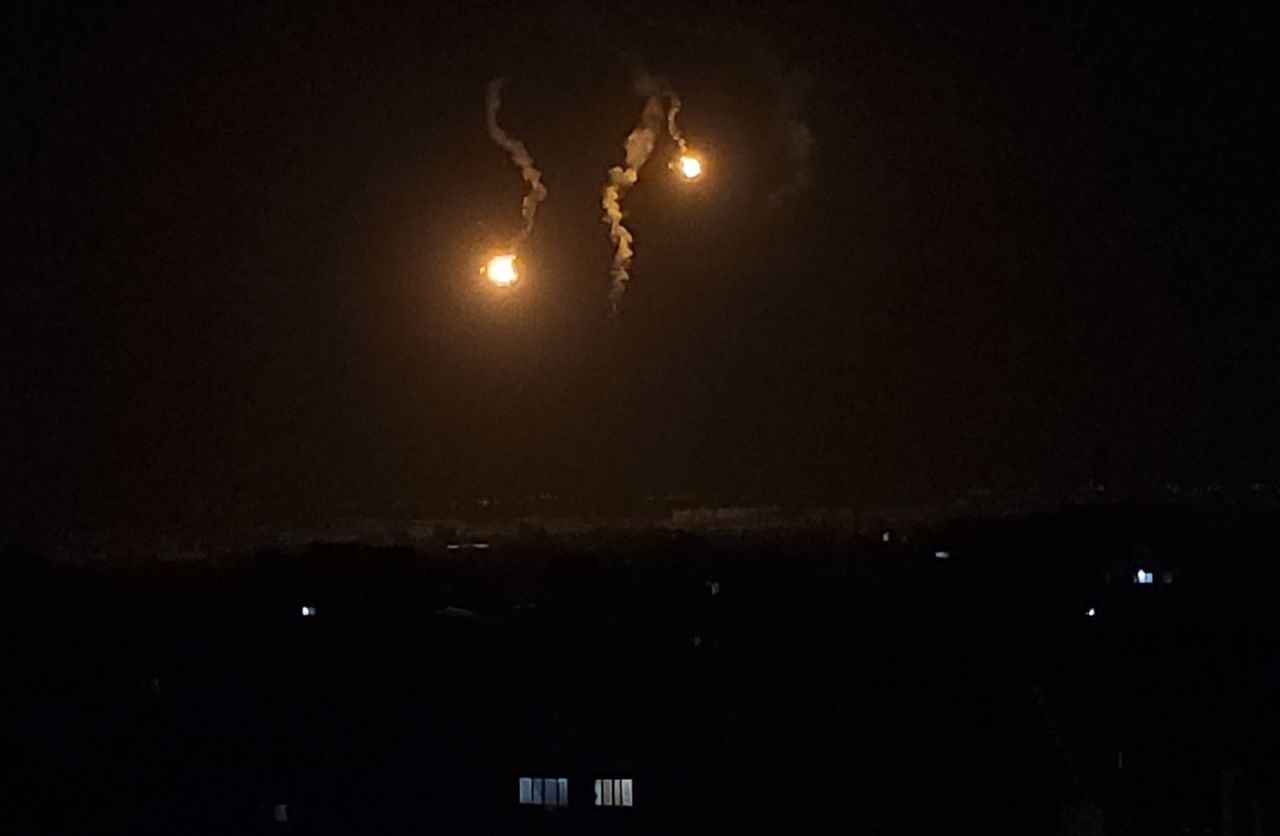 A view of lighting flare fired by the Israeli army in Rafah, Gaza on May 6.