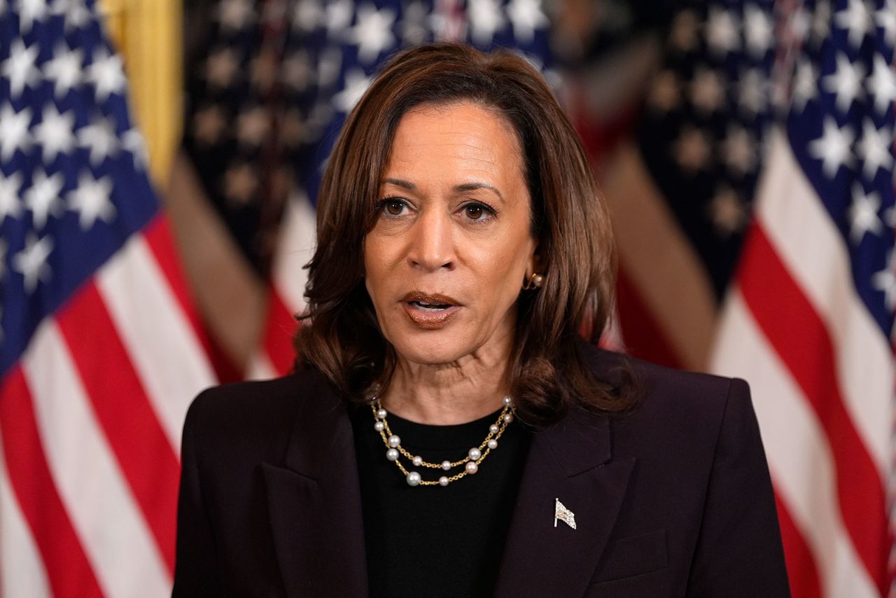 Vice President Kamala Harris speaks following a meeting with Israeli Prime Minister Benjamin Netanyahu in Washington, DC, on Thursday, July 25. 