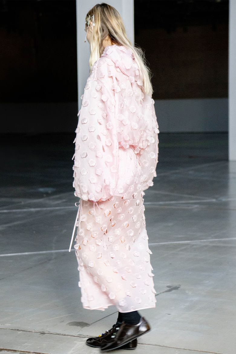 Her designs (pictured in both images, pre-fall 2025) are inspired by the comfort and effortlessness that is the crux of Danish design culture.