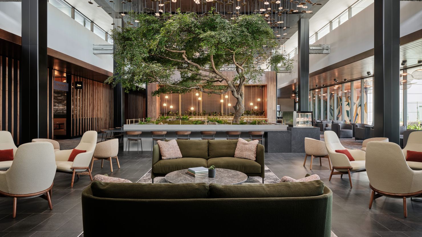 A photo of the main room at the Atlanta American Express Centurion Lounge