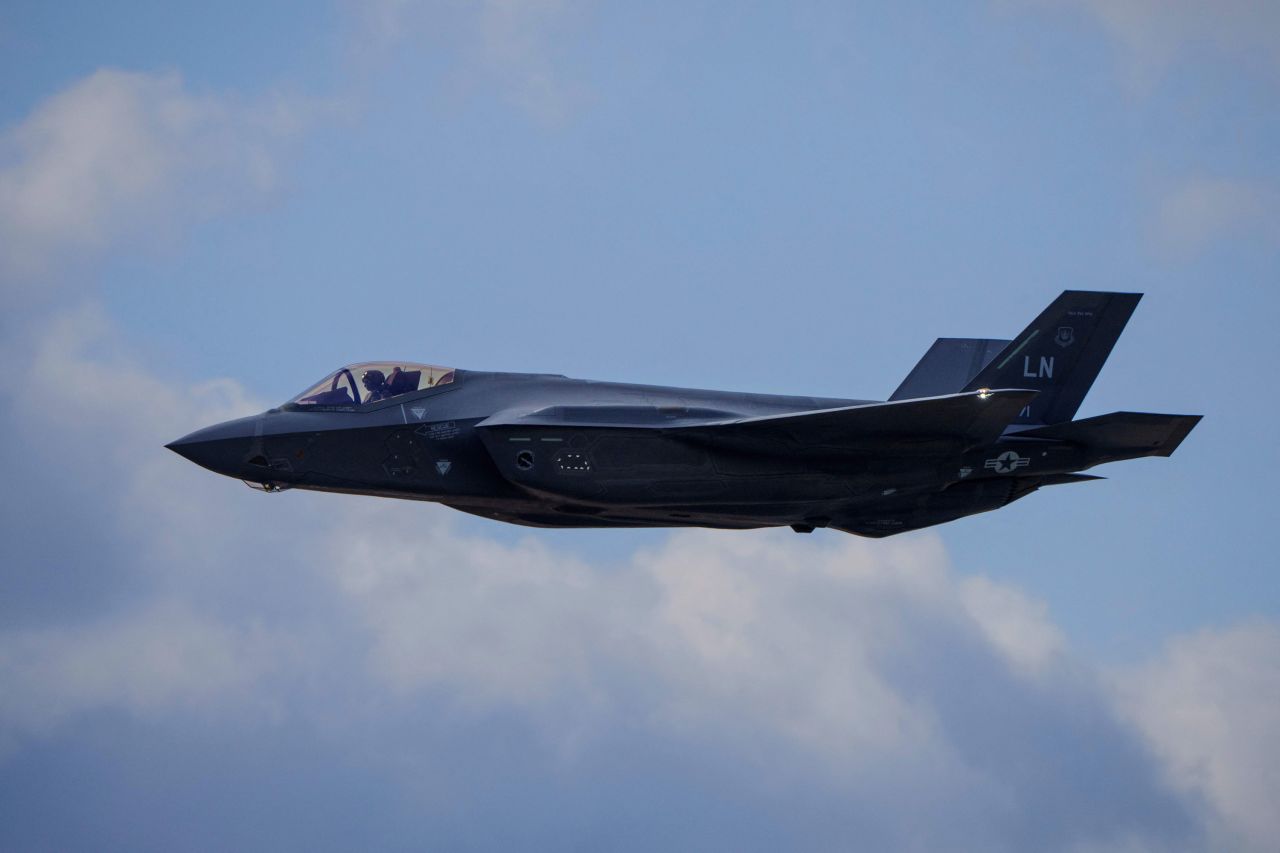 A US F-35 fighter jet flies over Jutland, Denmark, on March 10. 