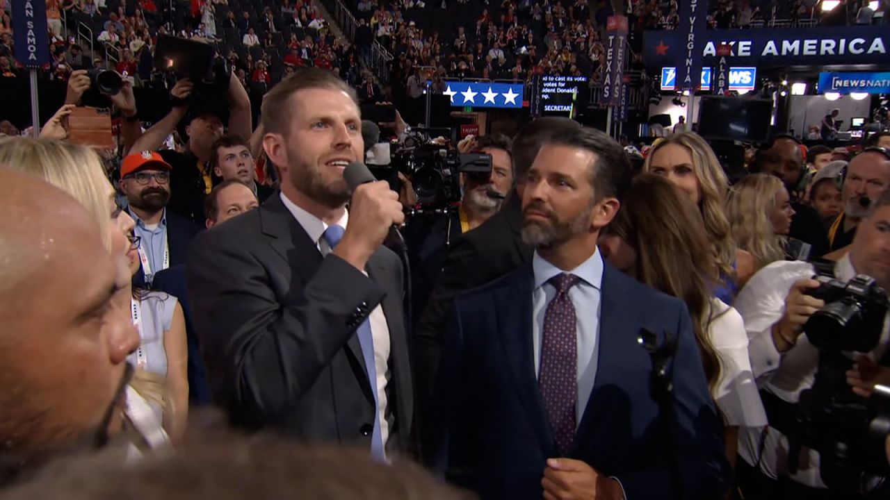 Eric Trump awards Florida's delegates to his father.