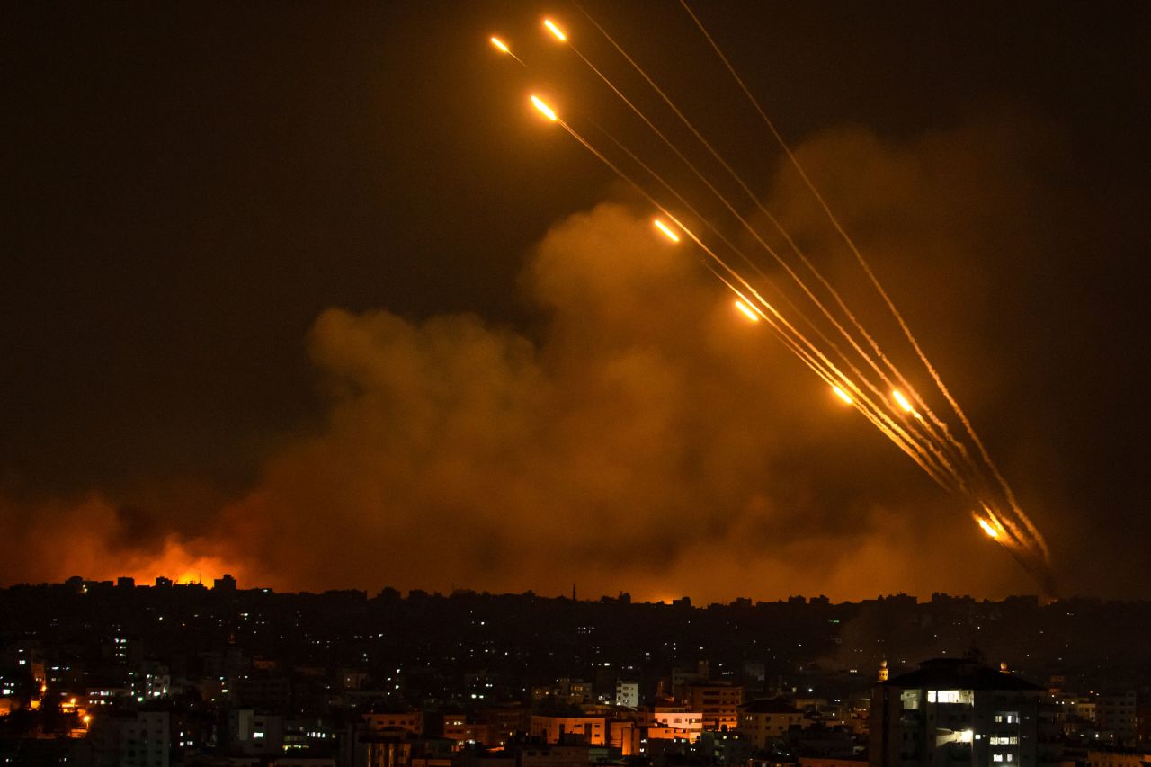 Rockets are fired toward Israel from Gaza on Sunday, October 8. 