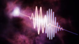 A landmark study led by the Center for Astrophysics | Harvard & Smithsonian (CfA) has pinpointed the Universe’s “missing” matter using Fast Radio Bursts (FRBs)—brief, bright radio signals from distant galaxies—as a guide. This artist’s diagram depicts a bright pulse of radio waves (the FRB) on its journey through the fog between galaxies, known as the intergalactic medium. Long wavelengths (redder colors) are slowed down compared to shorter, bluer wavelengths, allowing astronomers to “weigh” the otherwise invisible ordinary matter.