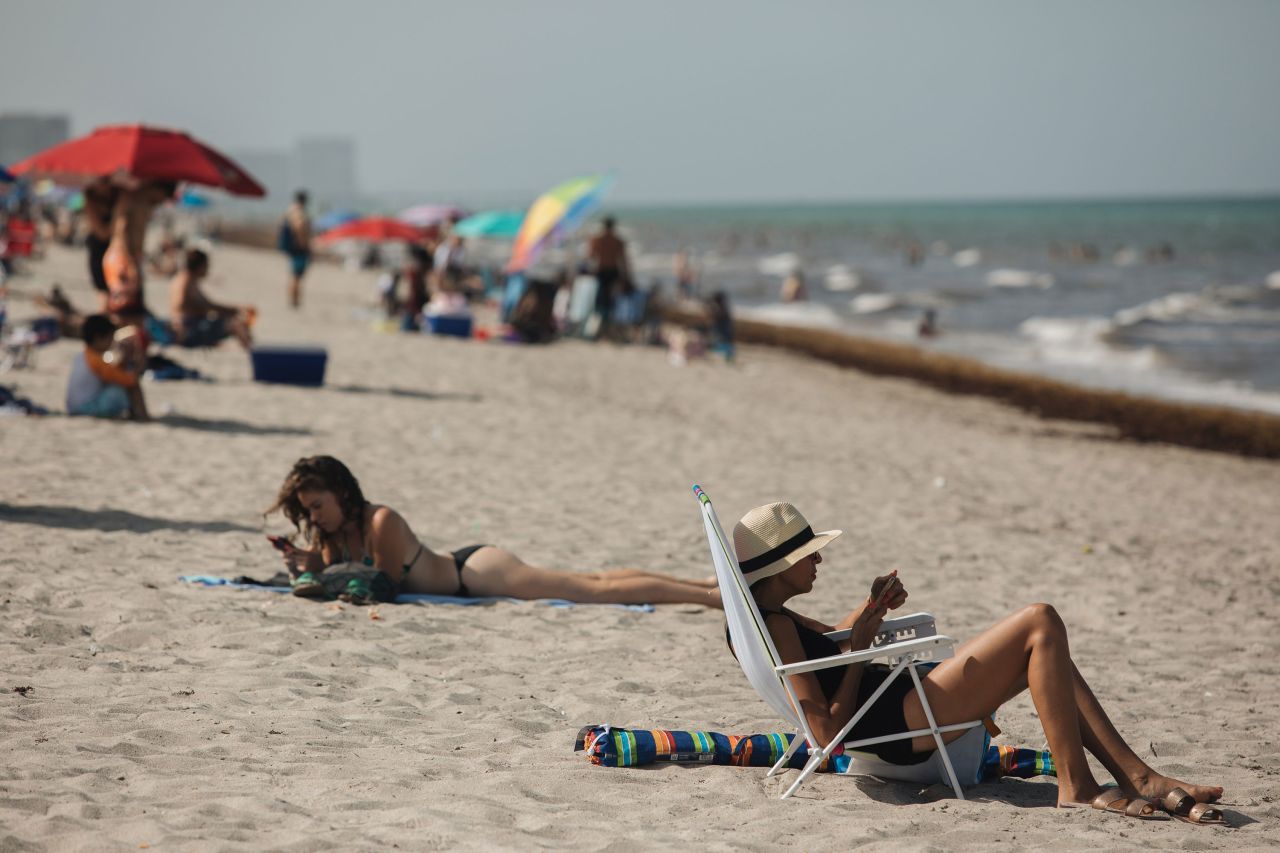 Beachgoers in Hollywood, Florida, on June 25.
