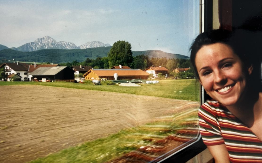 Here's Kim on one of the many European trains she caught that summer.