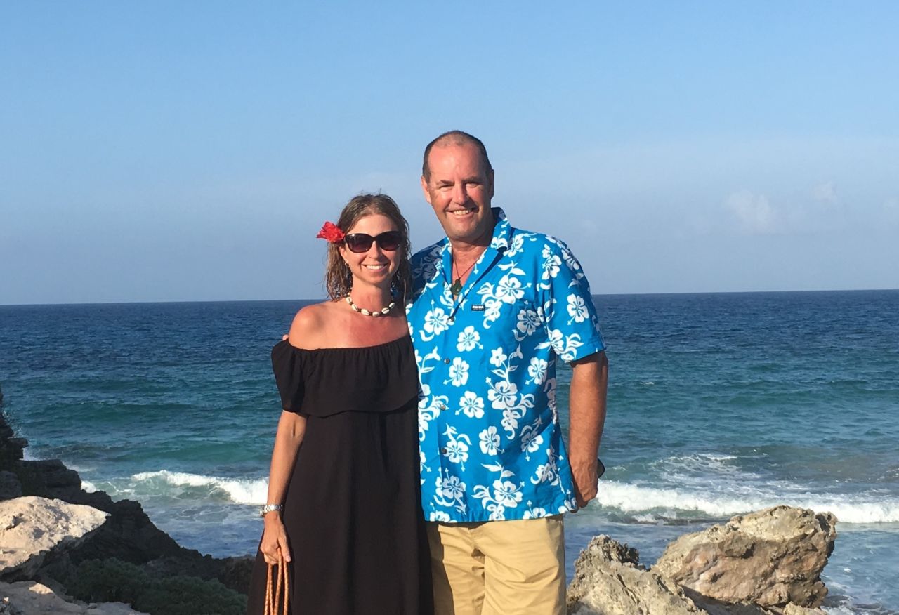 Tracy and Tim have been happily married for 26 years. Here they celebrating their 20th wedding anniversary in 2017 in Isla Mujeres in Mexico.