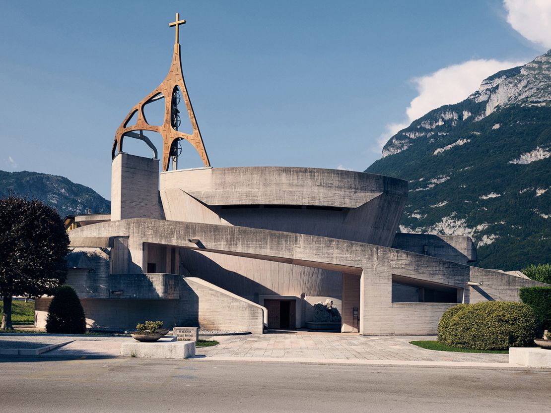 Giovanni Michelucci's Chiesa di Santa Maria Immacolata in Longarone, Italy was created out of untreated concrete.