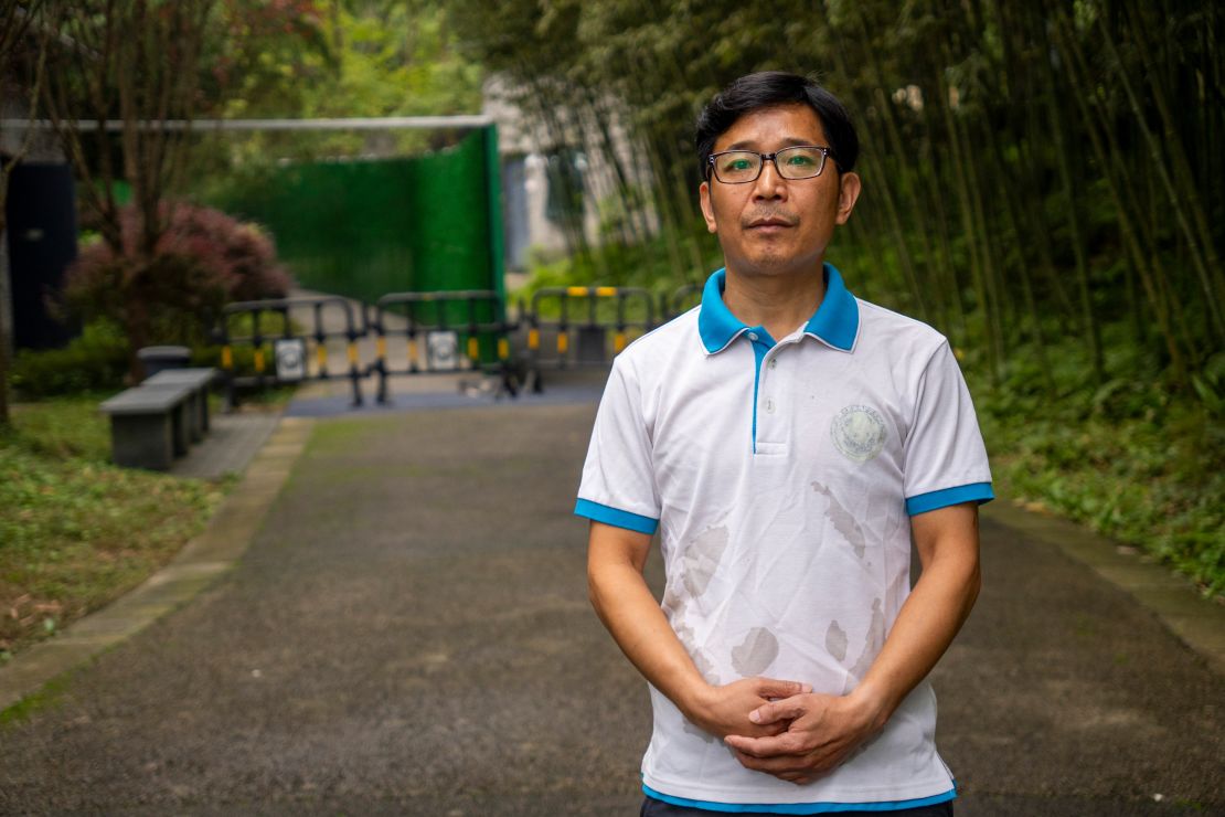 Ren Zhijun, a panda keeper at the giant panda research center in Dujiangyan, China.