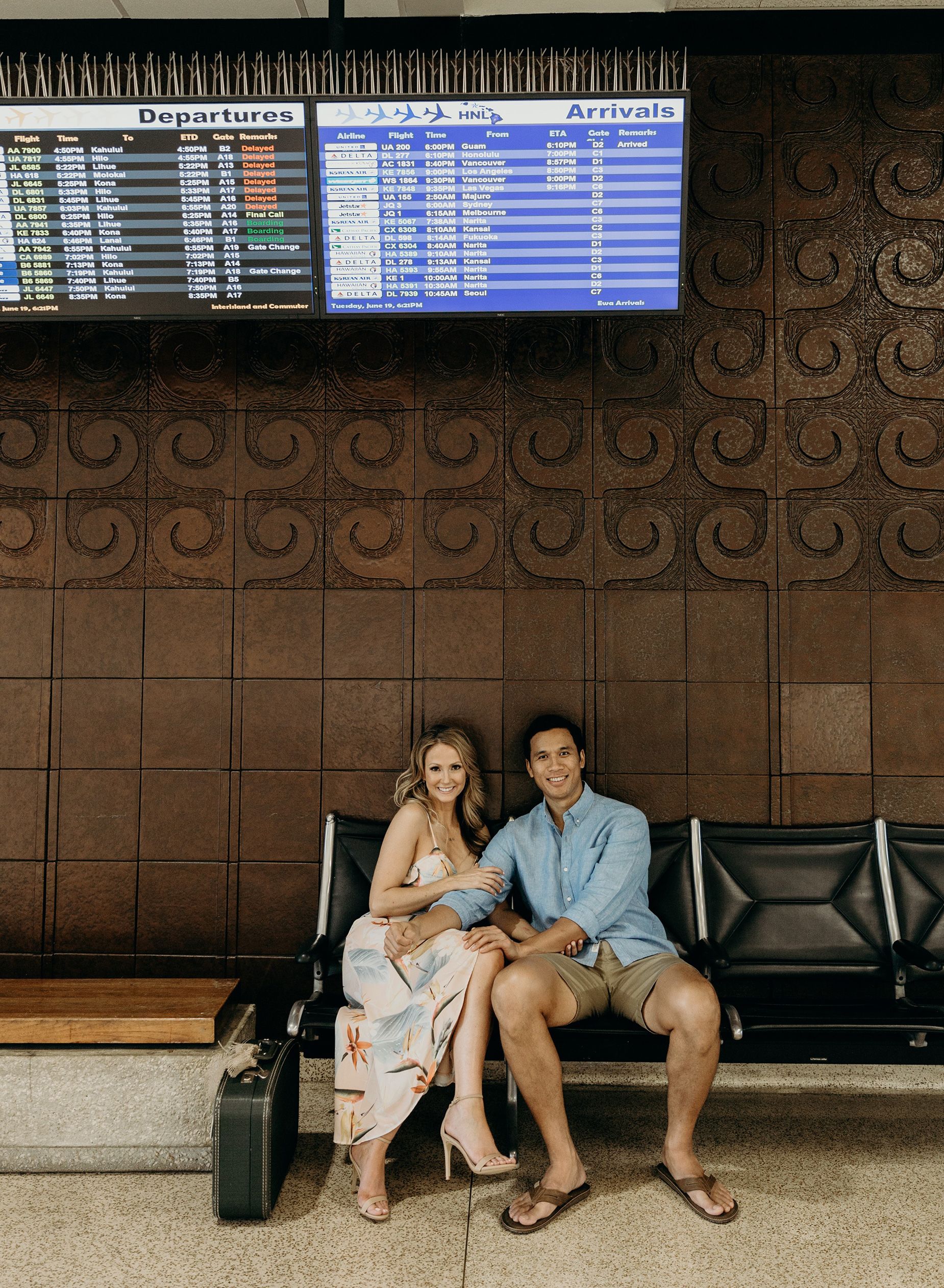 Christian and Aaron pictured at Honolulu Airport, Hawaii, where they met.