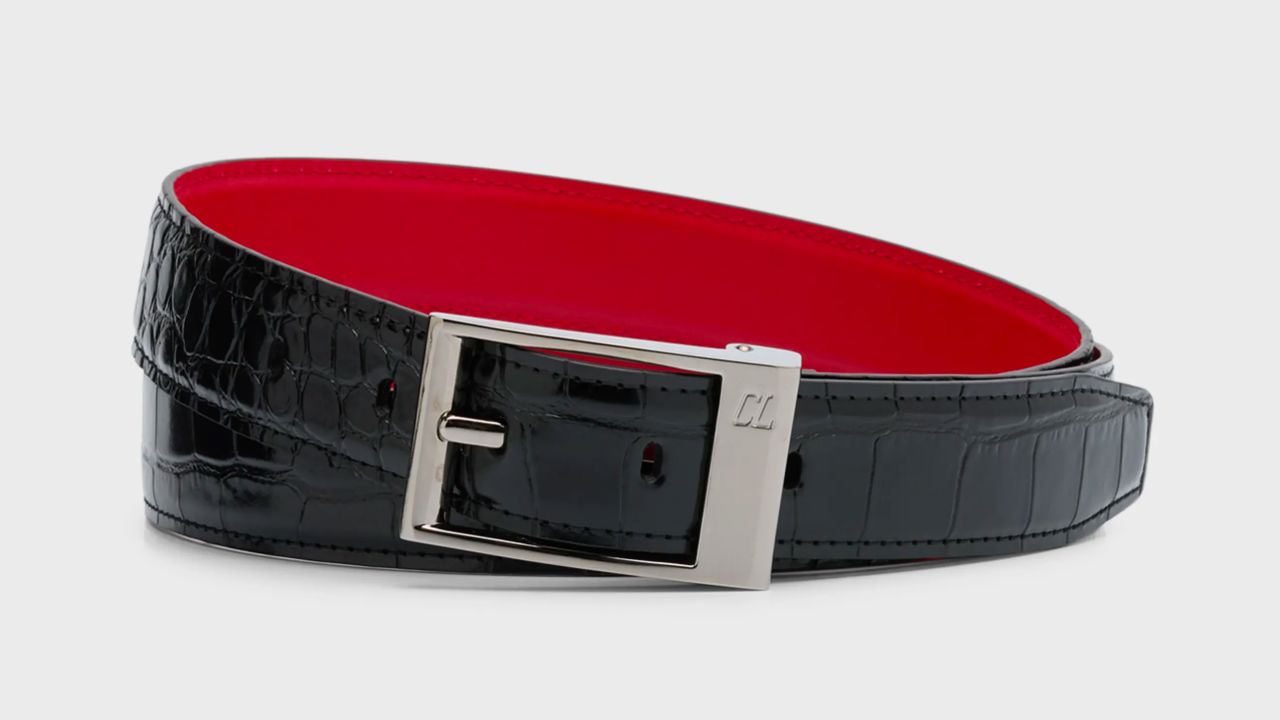 Christian Louboutin black and red calfskin belt
