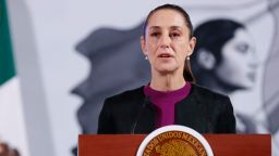 La presidenta de México, Claudia Sheinbaum, participa en una rueda de prensa en el Palacio Nacional, en la Ciudad de México.