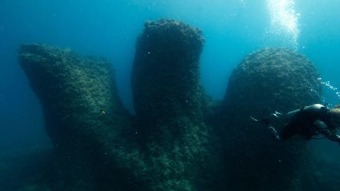 Archeologist Kathleen Martinez and famed Titanic discoverer Bob Ballard uncovered the sunken landscape near the ruins of Taposiris Magna.  It is believed to be a crucial development in solving 2,000-year-old mystery of Queen Cleopatra VII of Egyptís Tomb.   With the discoveries of amphora, multiple anchors, a polished floor and towering columns, the team believe they have uncovered an ancient port, lost to the sea at Taposiris Magna.   (credit: National Geographic)