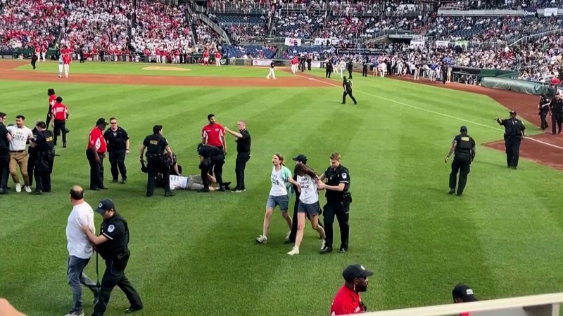 Climate protesters disrupt annual Congressional Baseball Game