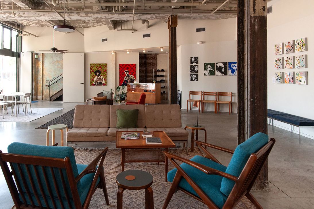Travelers Hotel, in the heart of Clarksdale, showcases local art in its lobby.