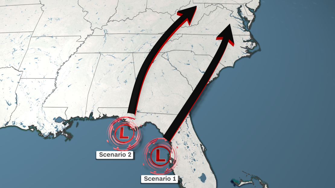 Two scenarios are in play for a storm set to crash into the Southeast this weekend.