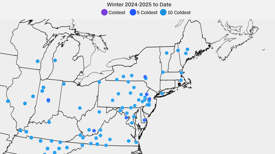 This winter is one of the five or ten most in the record for dozens of places in northeast and mid -Atlantic, according to data from the southeastern regional climate center.