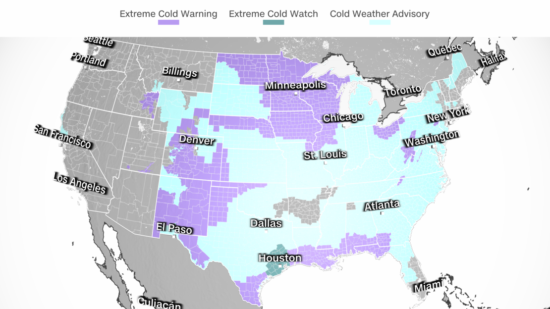 The eastern two-thirds of the US experienced dangerous cold Tuesday morning.