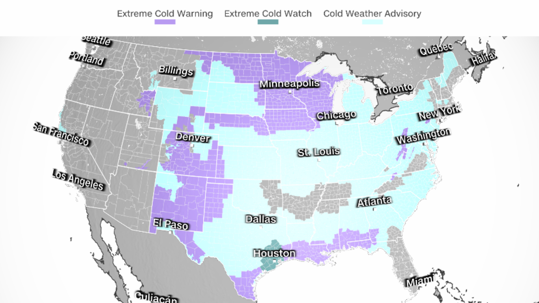 About 40 million people from southern Texas to the Carolinas are under a cold weather alert as rare snowfall hits places that don't normally experience severe winter weather