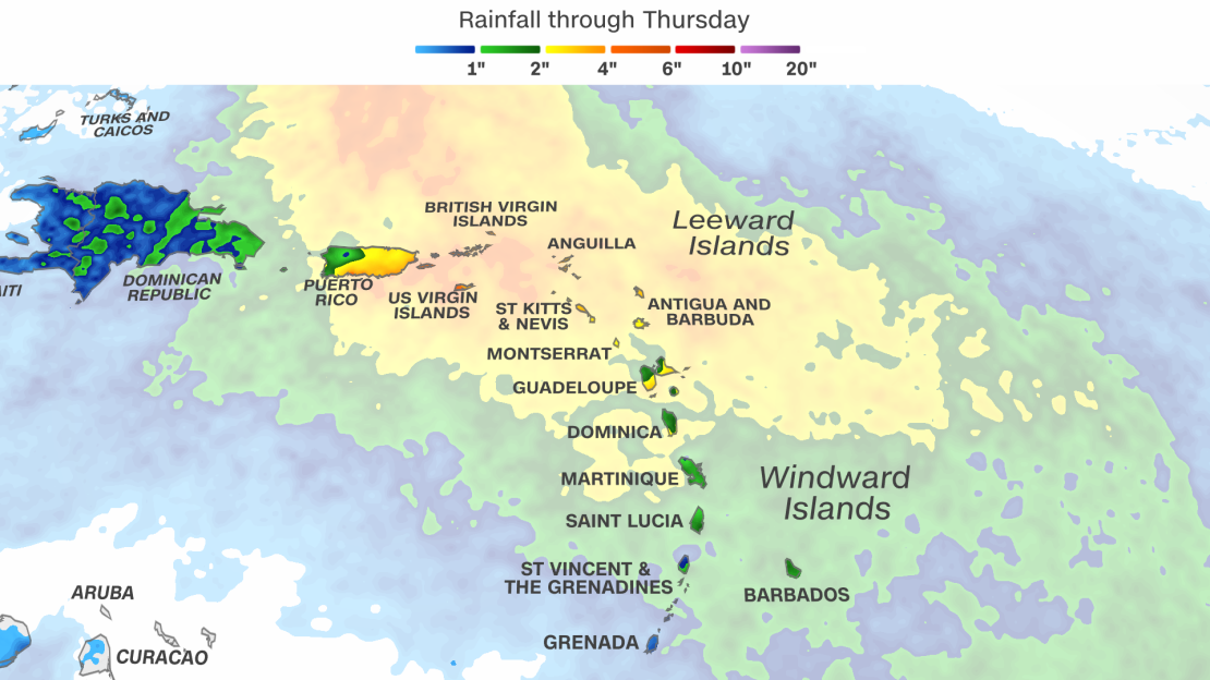 Rainfall totals expected from Monday through Thursday.