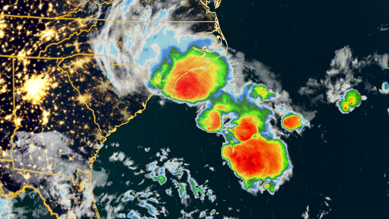 Tropical storm conditions are hitting the Carolinas as Helene threatens to form