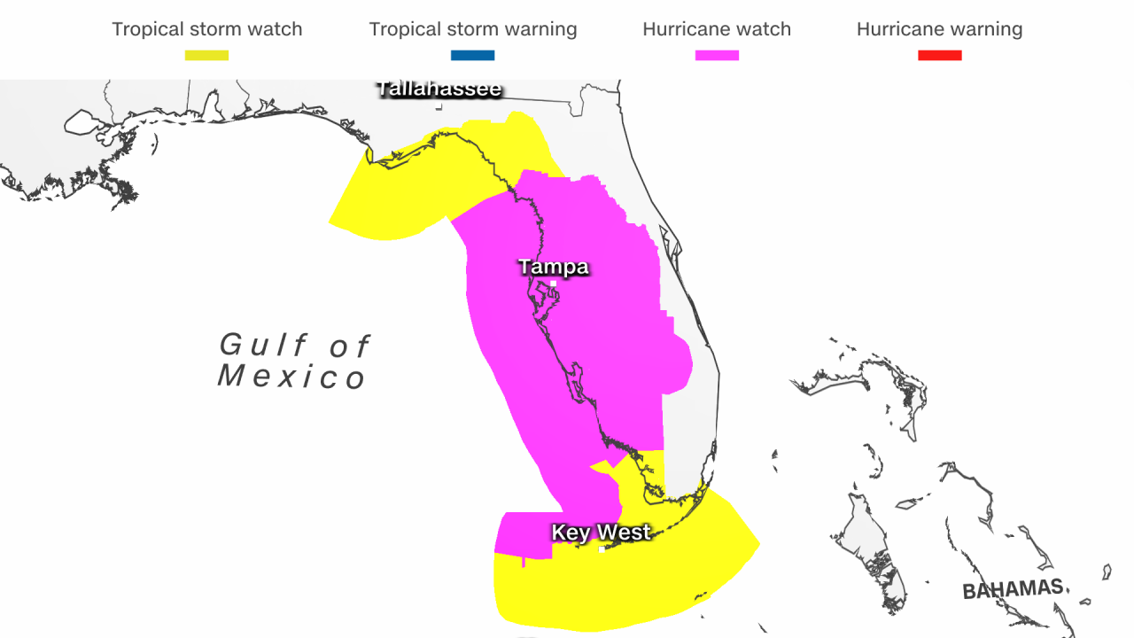 Alerts for Milton in Florida as of Monday afternoon.