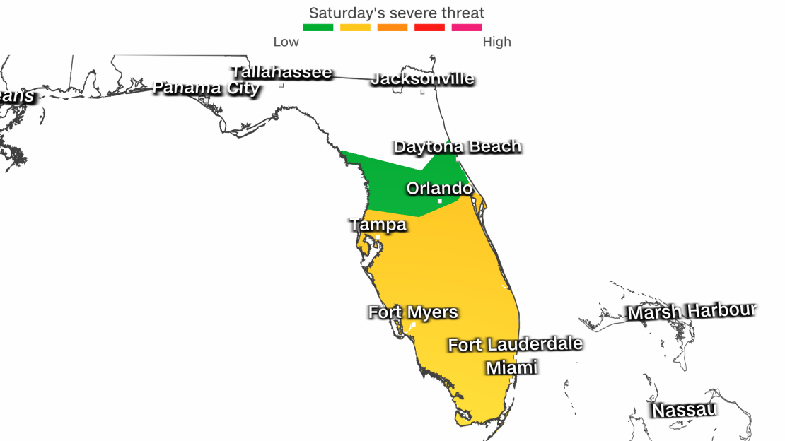 Severe thunderstorms are possible across Florida on Saturday.