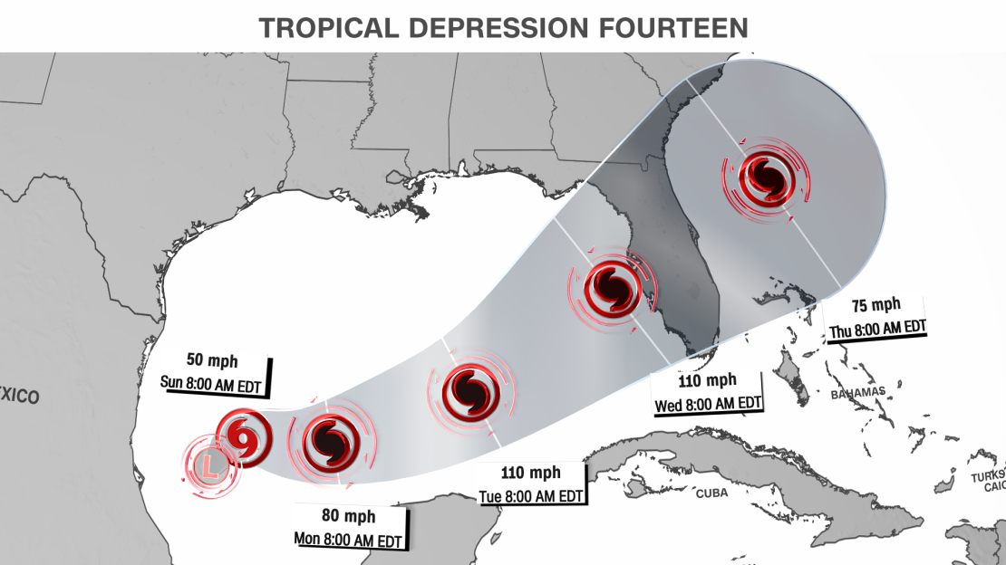 This is the current path of the tropical depression.