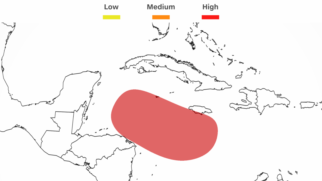 According to the National Hurricane Center, there is a high chance of tropical development in the Caribbean Sea in the coming days.