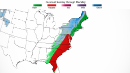 Several different weather hazards will unfold across the East through Monday.