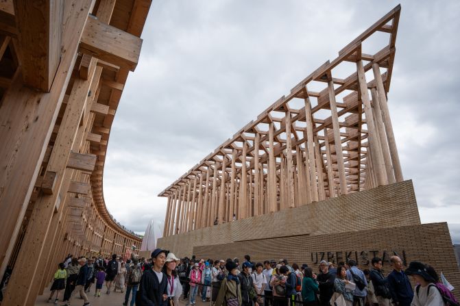 Designed by the German architecture firm Atelier Brückner, the Uzbekistan Pavilion is a conceptual garden, centered around a “forest” of <a href="https://www.expo2025uzbekistan.uz/stories/the-design" target="_blank">locally sourced</a> wooden columns which echo the timber pillars of the historic <a href="https://visitworldheritage.com/en/eu/juma-mosque/fb97900e-46b6-40e1-bb44-6209a665980b" target="_blank">Juma Mosque</a> in Khiva. Inside the pavilion, 11,000 handmade turquoise ceramic tiles adorn the walls, a tribute to the blue tiles decorating many of Uzbekistan’s most iconic buildings. The modular timber frame is expected to be reused in the country after the Expo finishes, in construction projects ranging from workshops to schools.