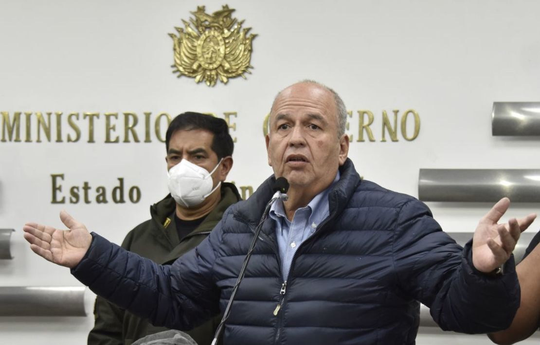 Arturo Murillo fotografiado en una conferencia en la Paz el 17 de octubre de 2020.