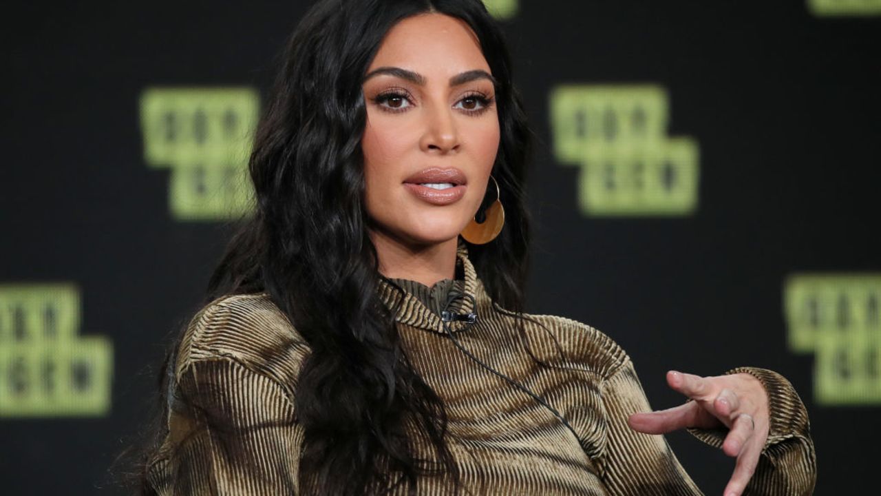 PASADENA, CALIFORNIA - JANUARY 18: Kim Kardashian West of 'The Justice Project' speaks onstage during the 2020 Winter TCA Tour Day 12  at The Langham Huntington, Pasadena on January 18, 2020 in Pasadena, California.