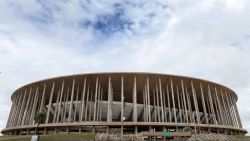 View of Mane Garrincha stadium in Brasilia on February 1, 2018. 
The Mane Garrincha stadium, named after one of Brazil's greatest players, was built ahead of the 2014 World Cup in a city with no good teams and where almost no one watches live soccer. As Russia puts finishing touches to its preparations for the World Cup this summer, this Brazilian white elephant offers a stark warning of what can go wrong
 / AFP PHOTO / Sergio LIMA