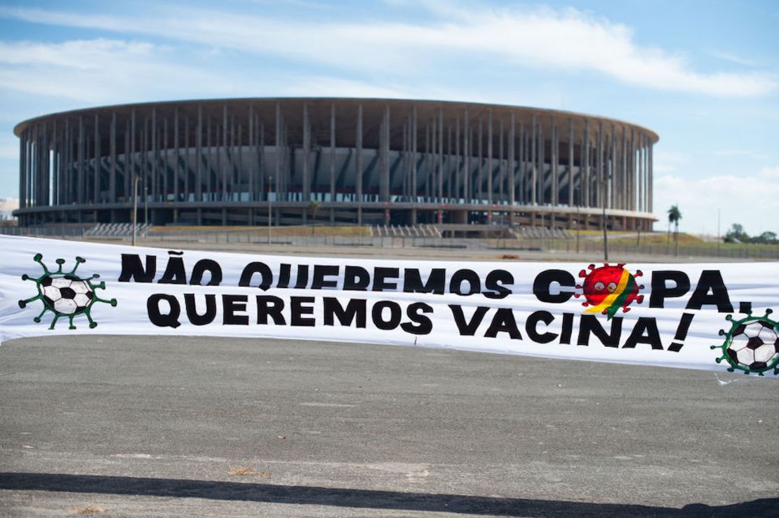 Protesta contra la Copa América en Brasilia, capital de Brasil.