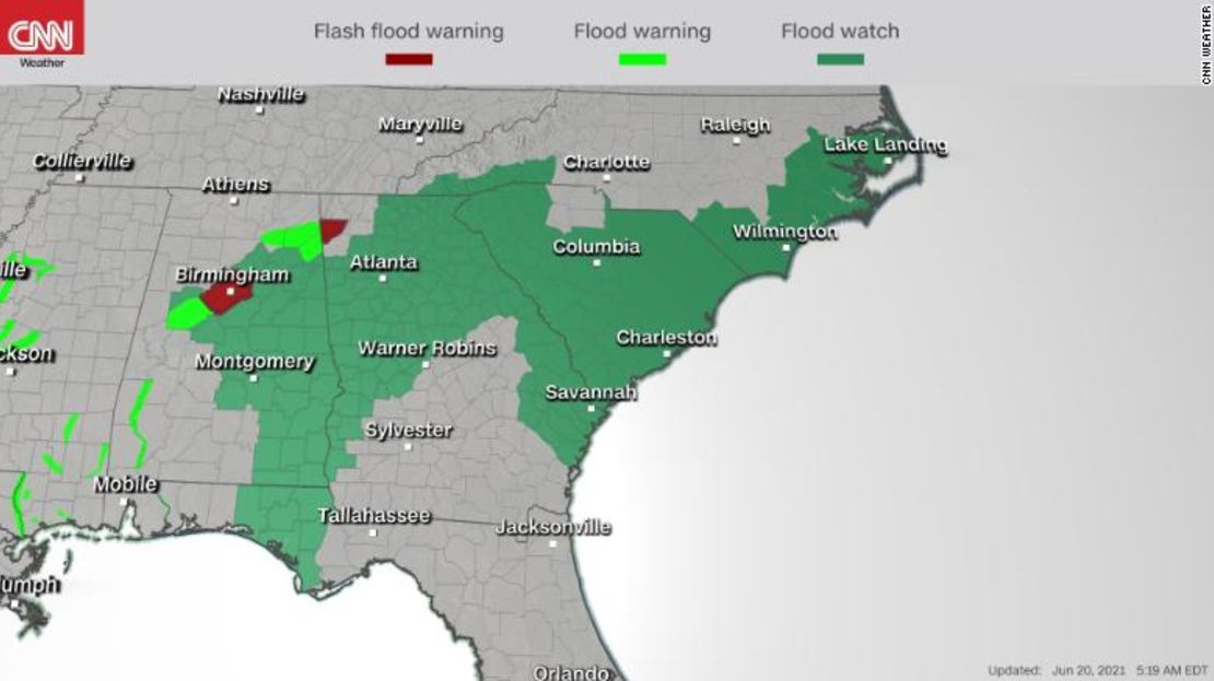 Las alertas y advertencias de inundaciones están vigentes en varios estados.