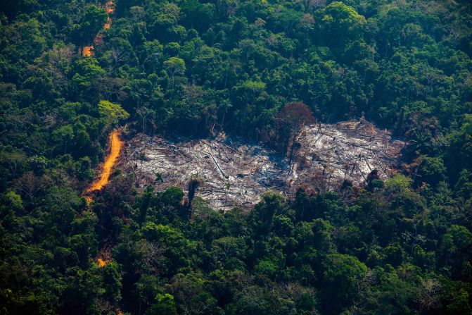 Vista aérea de la deforestación en el territorio indígena Menkragnoti en Altamira, en el estado de Pará, en 2019.