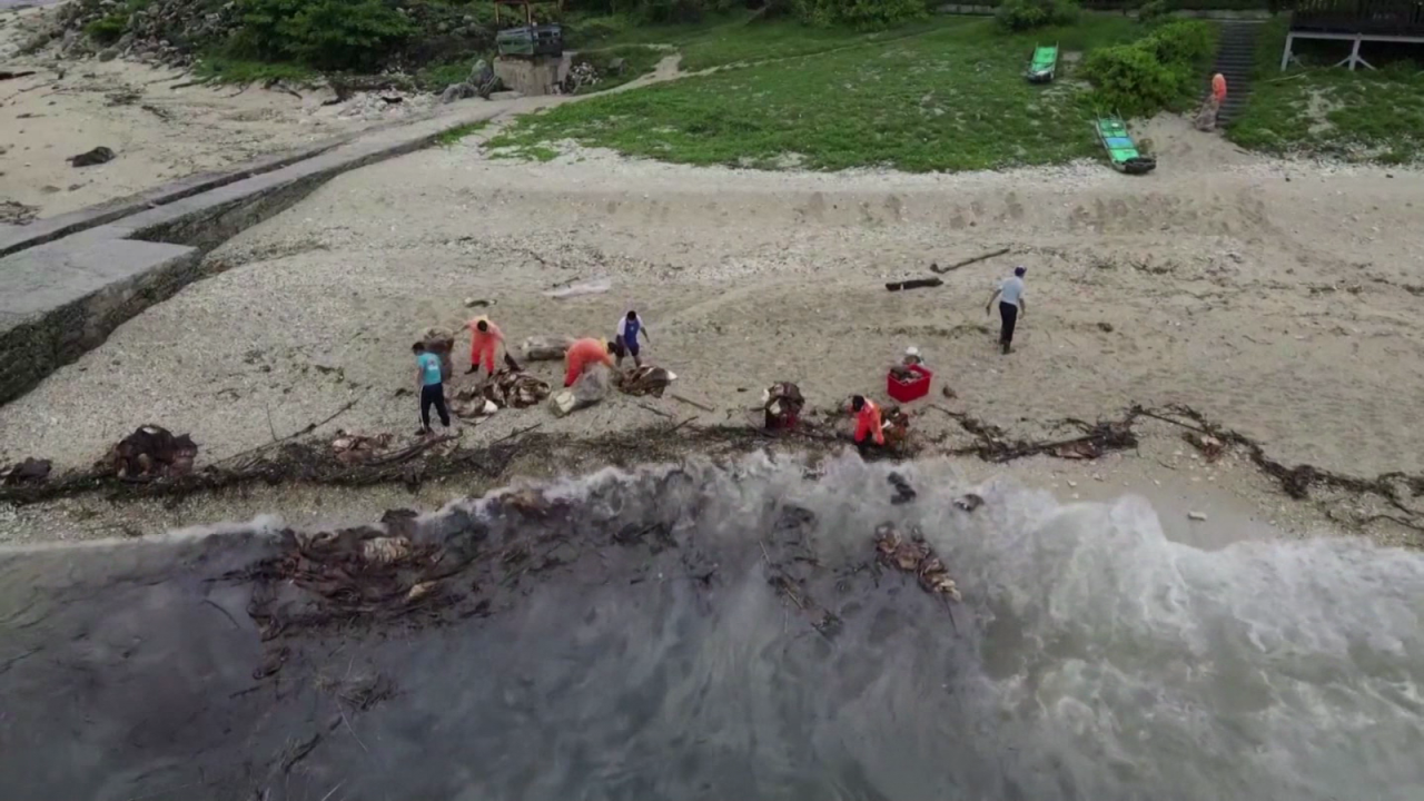 Impactantes imágenes de un derrame de petróleo en Taiwán