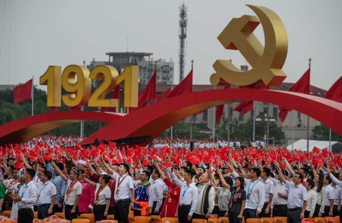 Parte de la ceremonia por el centenario del Partido Comunista de China en la plaza de Tiananmen, el 1 de julio de 2021 en Beijing.