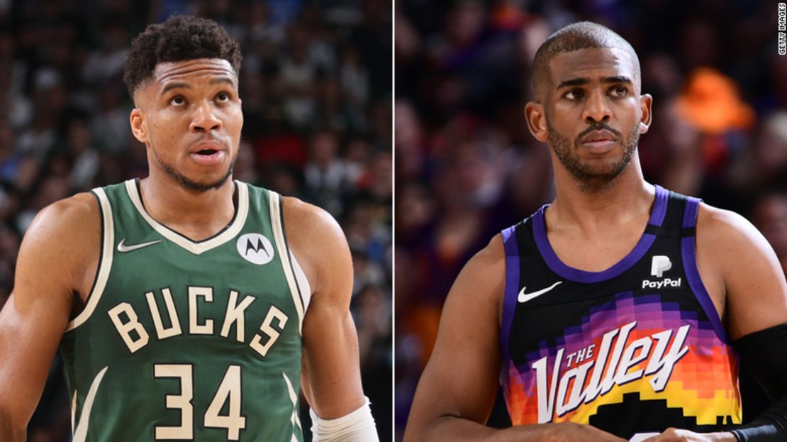 El alero de los Bucks, Giannis Antetokounmpo, y el escolta de los Suns, Chris Paul, son dos piezas clave de la serie final de la NBA.