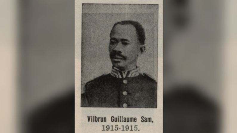 Retrato de Jean Vilbrun Guillaume, en donde se indica el año en que fue presidente de Haití.