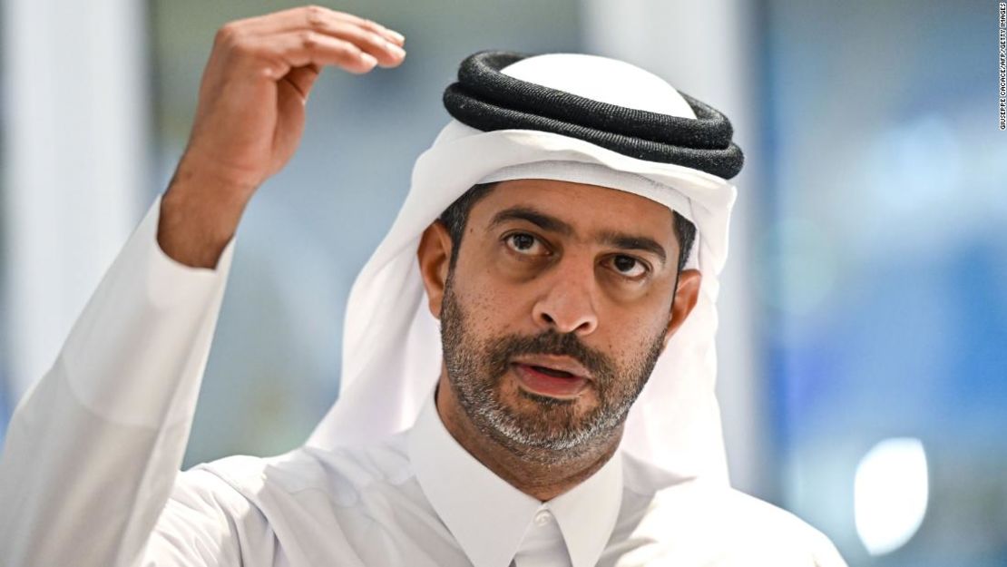 Nasser Al Khater, CEO de la organización de la Copa Mundial de la FIFA Qatar 2022, da una conferencia de prensa en el estadio Al-Janoub en la capital, Doha, el 25 de septiembre de 2019.