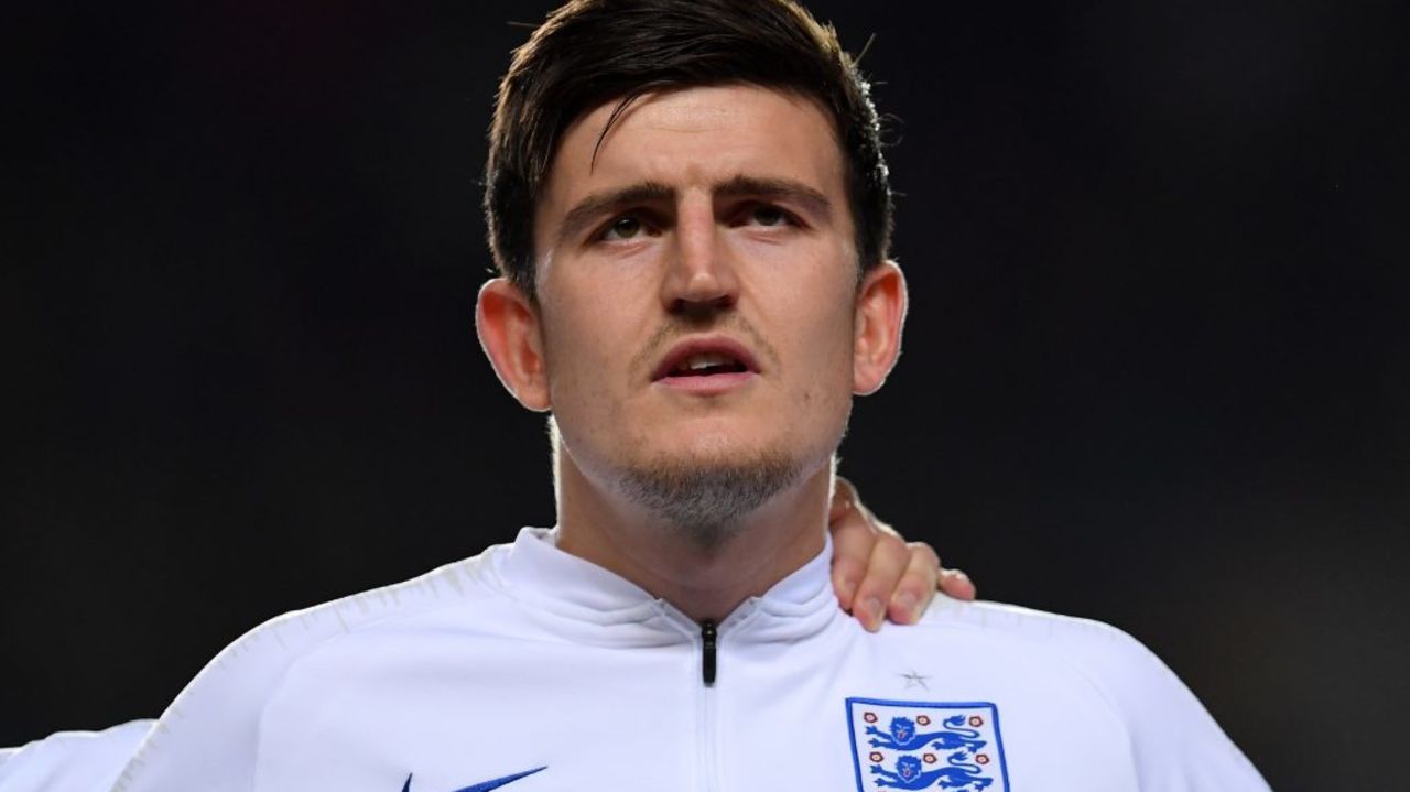 PRAGUE, CZECH REPUBLIC - OCTOBER 11:  Harry Maguire of England sings the national anthem during the UEFA Euro 2020 qualifier between Czech Republic and England at Sinobo Stadium on October 11, 2019 in Prague, Czech Republic.