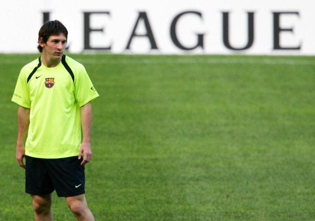 Messi durante un entrenamiento en el Camp Nou el 26 de septiembre de 2005.