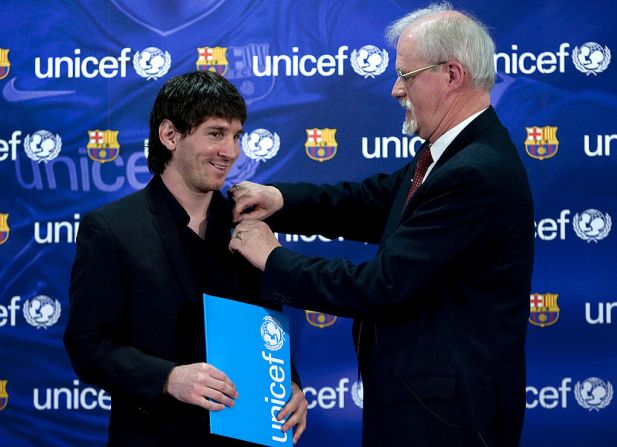 Messi es nombrado embajador de UNICEF, en 2010.