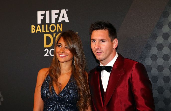 Messi y Antonela durante la Gala del Balón de Oro en enero de 2014.